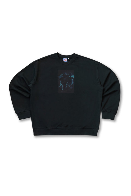 Premium Sweatshirt in Black Shuffling Through The Cosmos