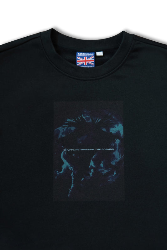Premium Sweatshirt in Black Shuffling Through The Cosmos