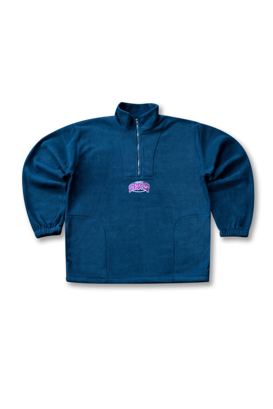 1/4 Zip Fleece in Navy with Melting Embroidered Logo