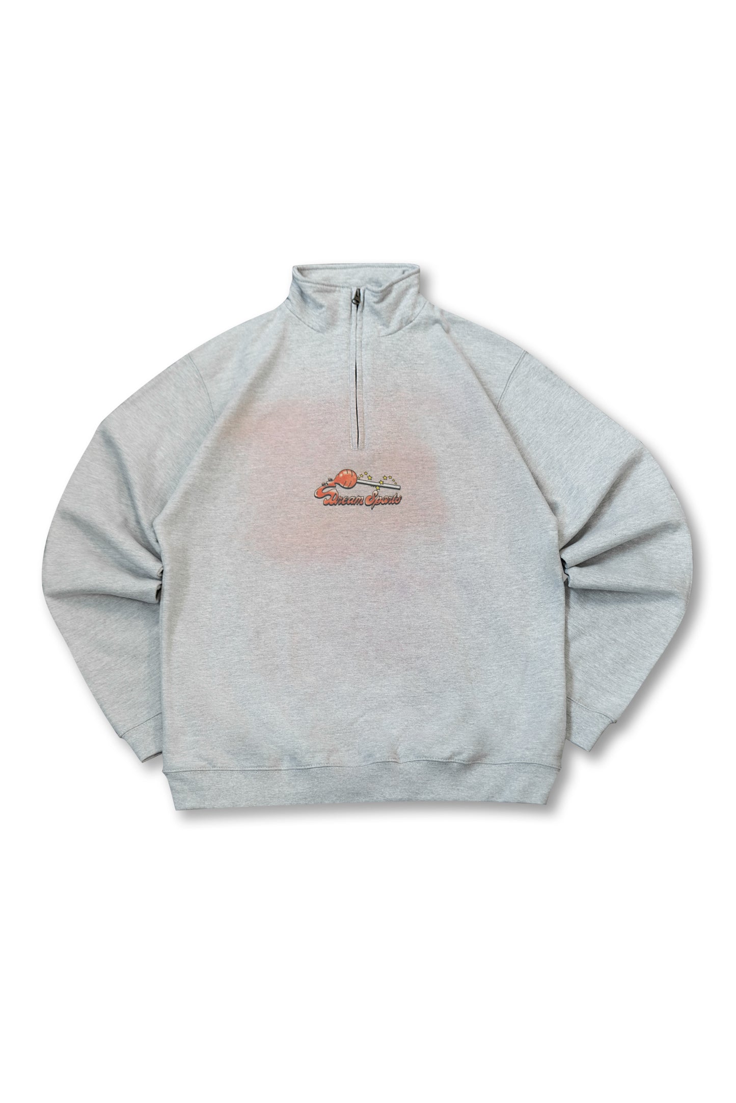 1/4 Zip Sweatshirt in Heather Grey with Lollipop Print