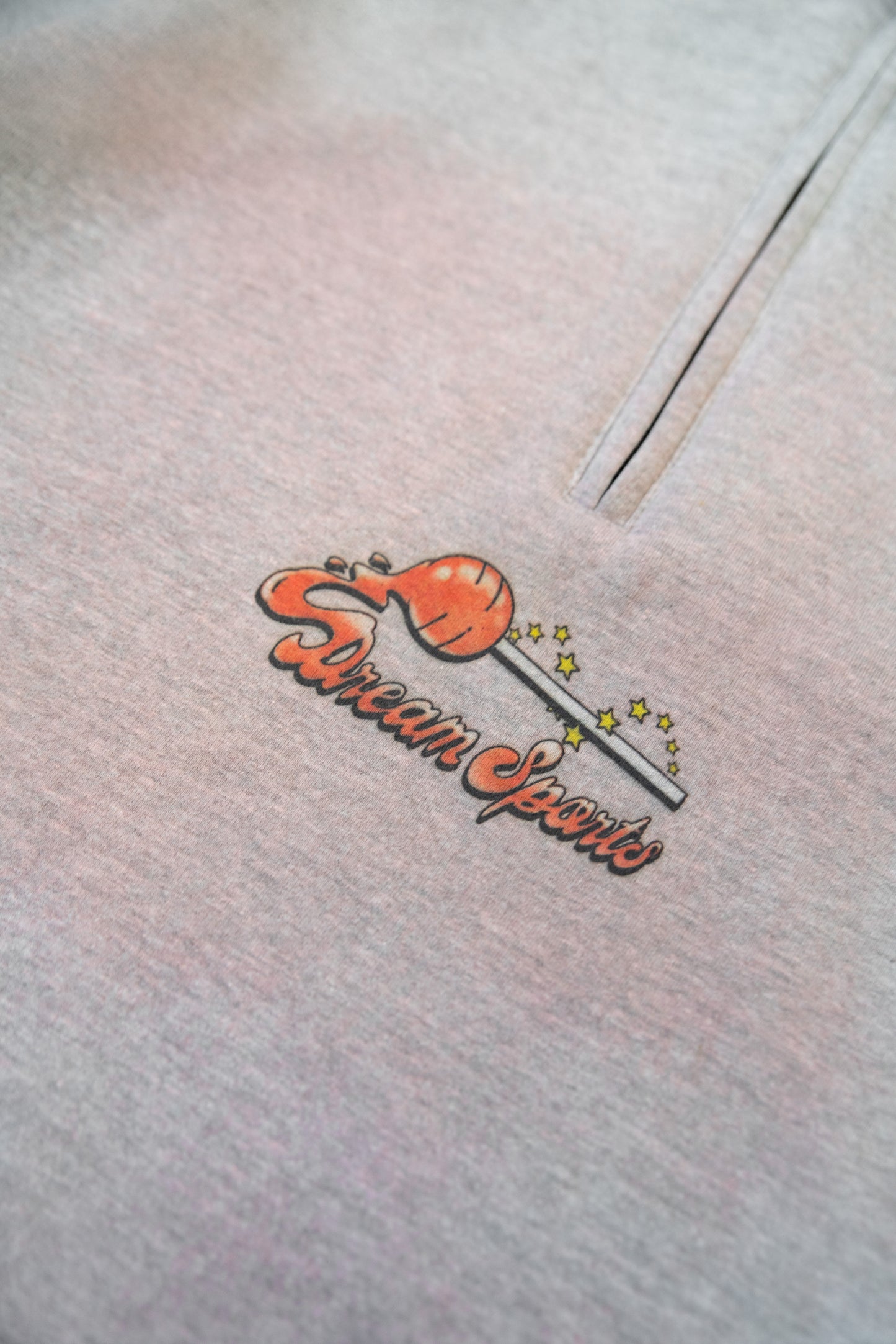 1/4 Zip Sweatshirt in Heather Grey with Lollipop Print