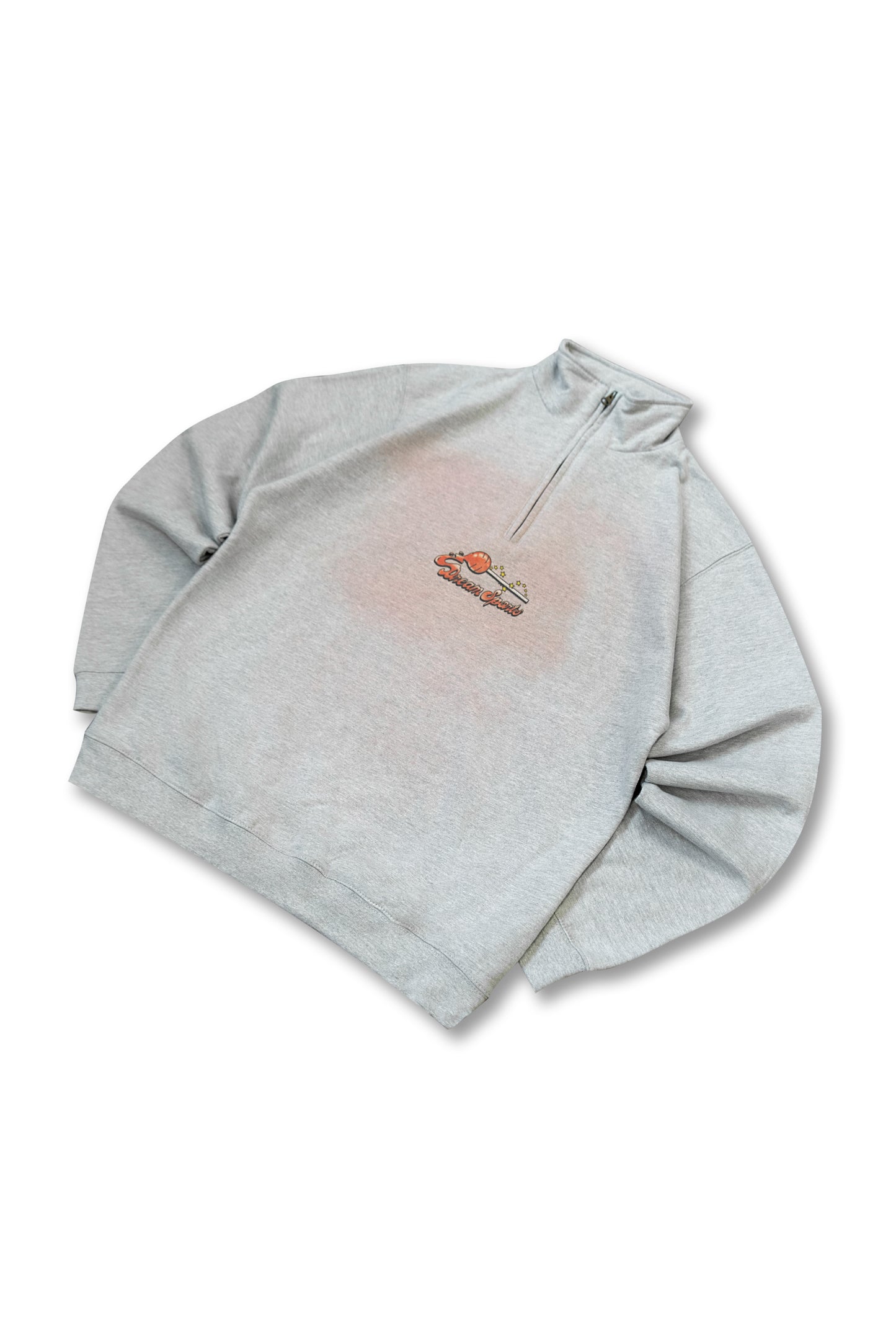 1/4 Zip Sweatshirt in Heather Grey with Lollipop Print