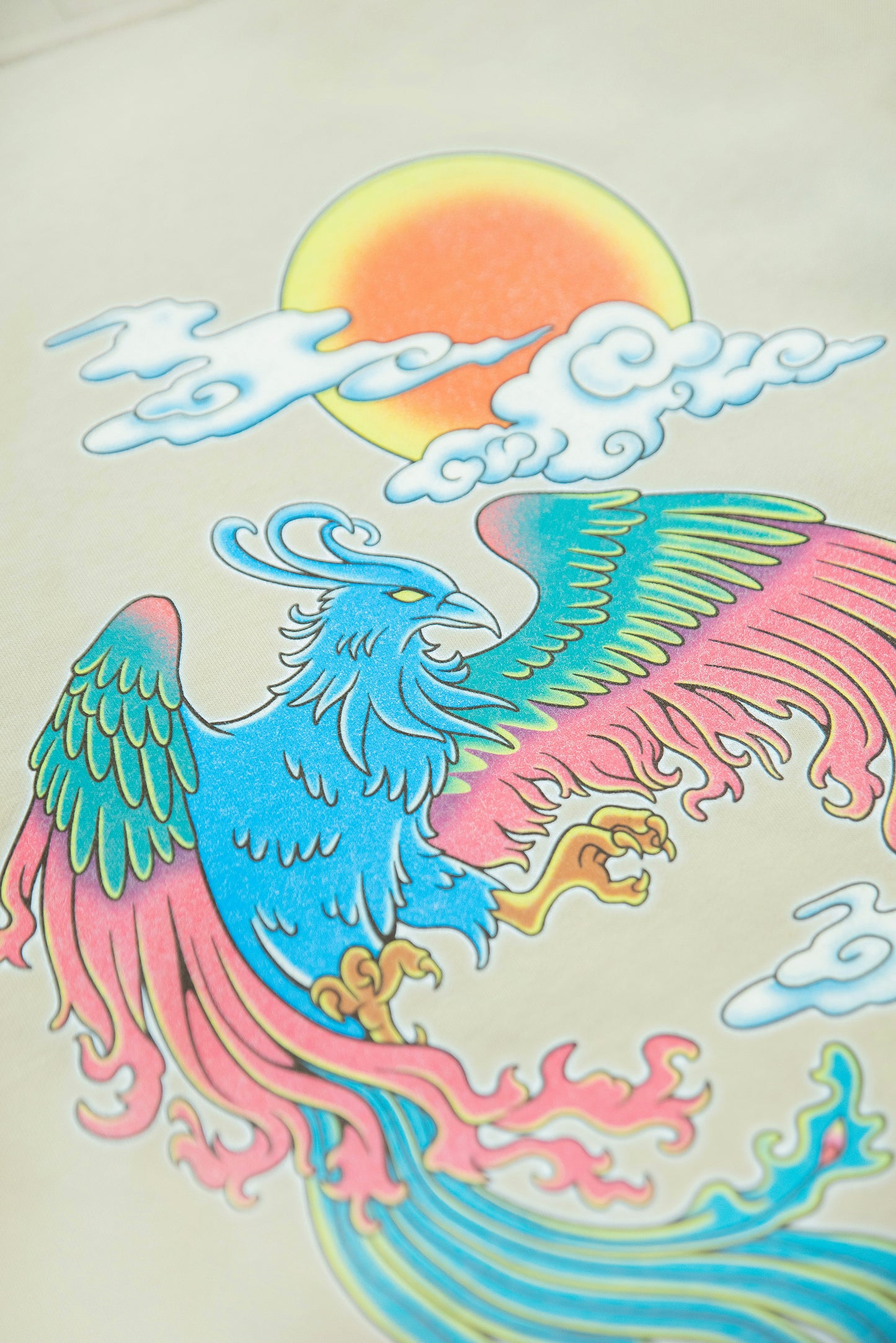 440gsm Heavyweight Sand Hoodie with Phoenix Print