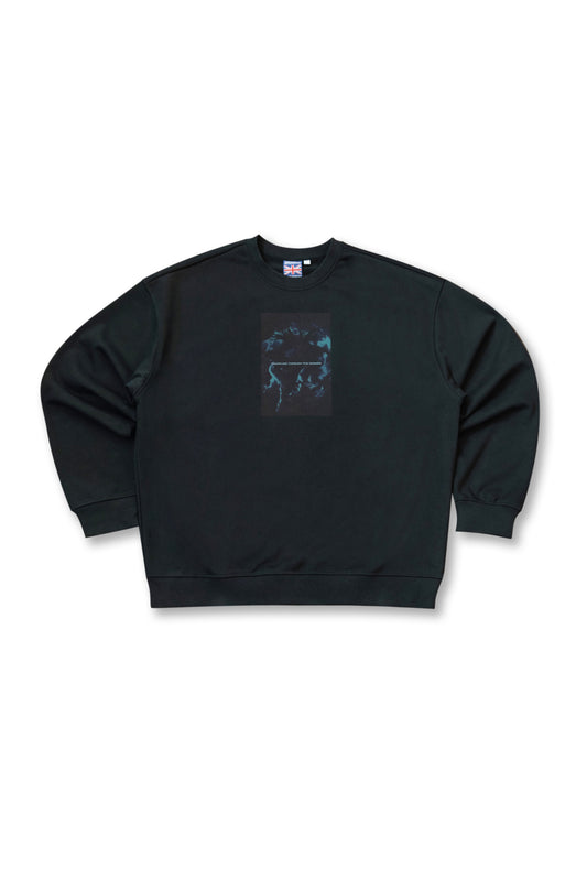 Premium Sweatshirt in Black Shuffling Through The Cosmos