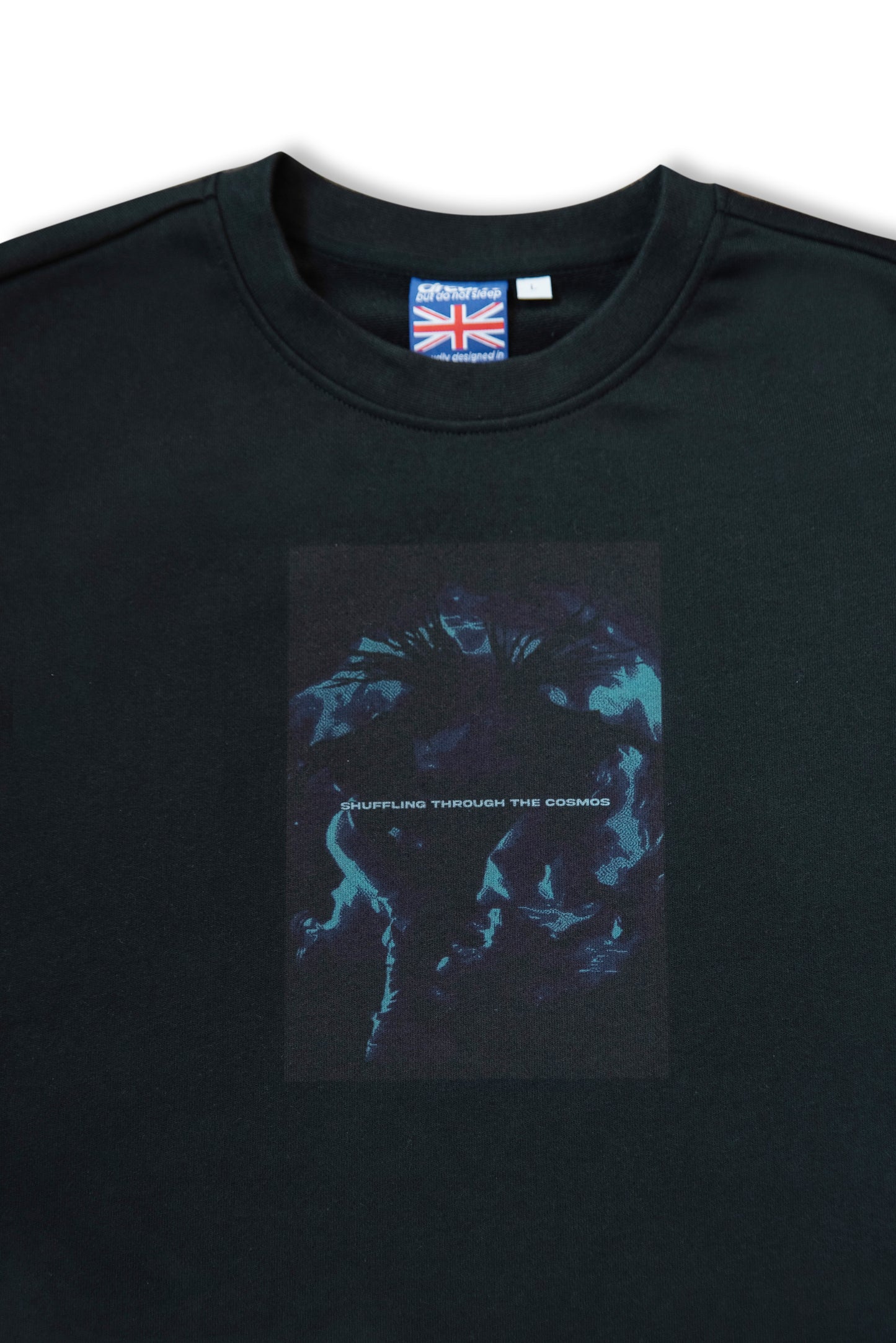 Premium Sweatshirt in Black Shuffling Through The Cosmos