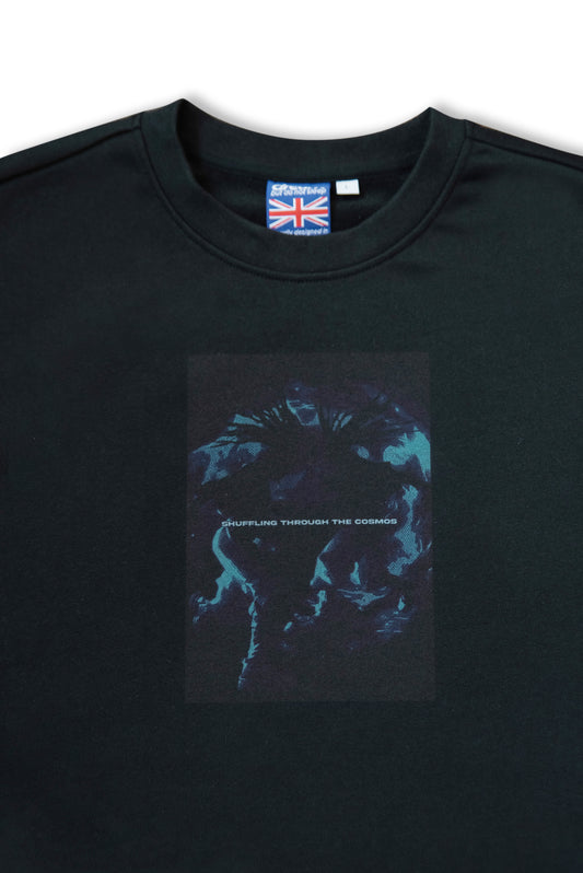 Premium Sweatshirt in Black Shuffling Through The Cosmos