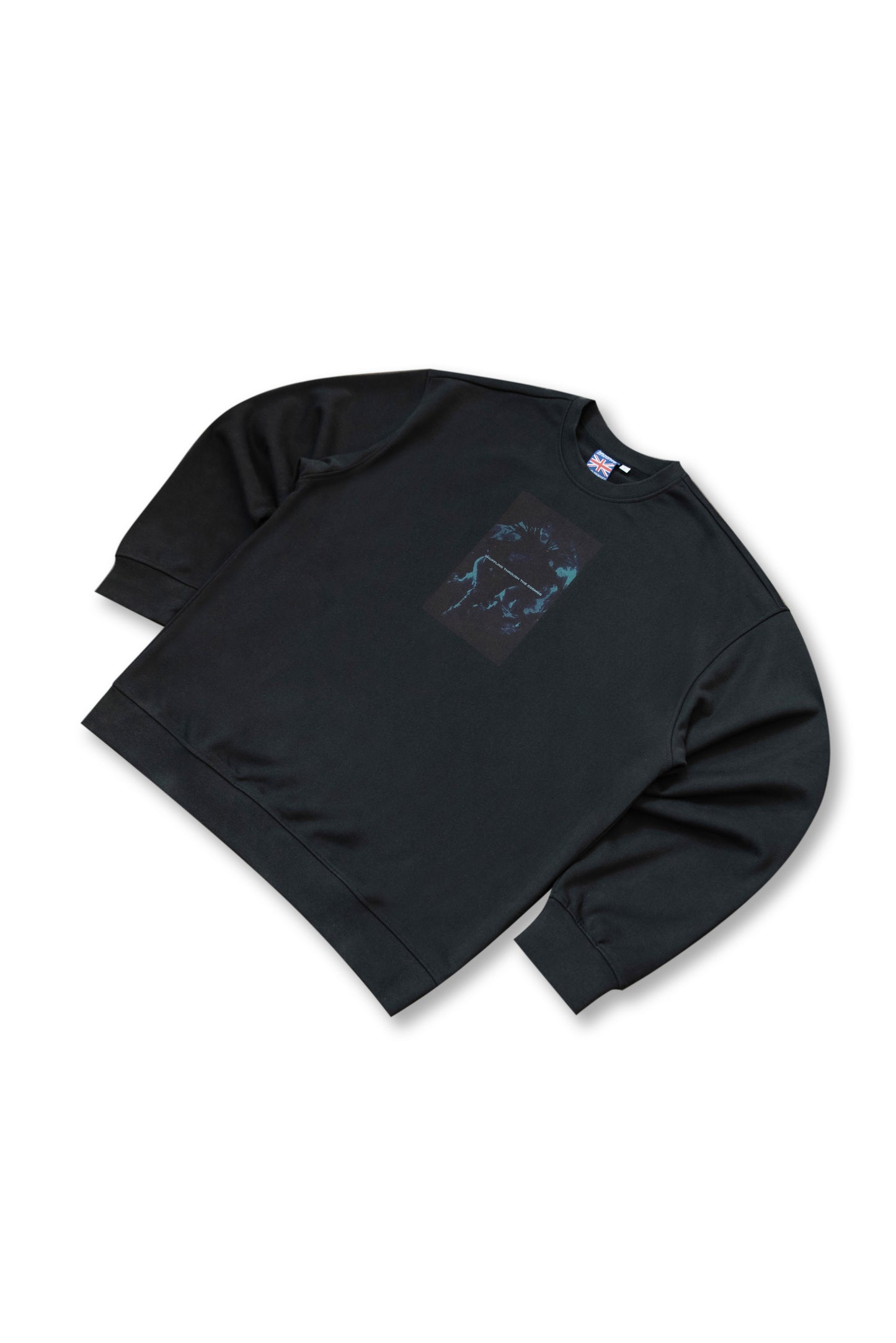 Premium Sweatshirt in Black Shuffling Through The Cosmos