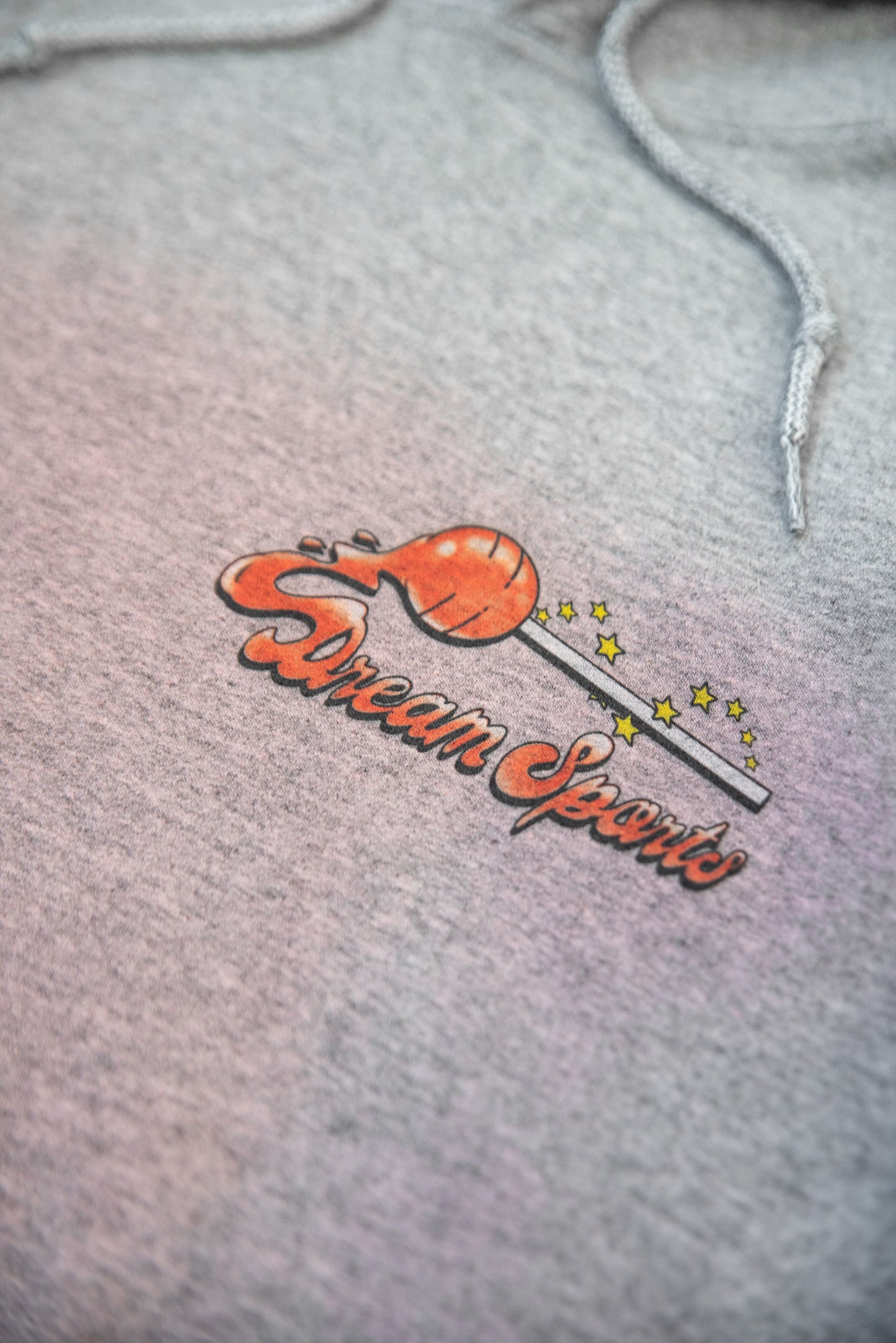 Hoodie in Heather Grey with Lollipop Print