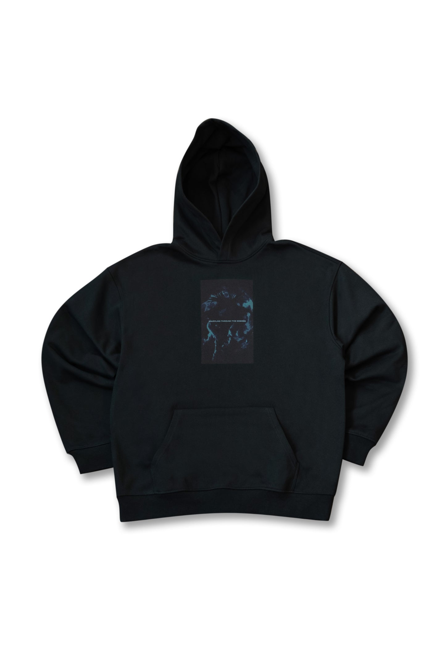Premium Hoodie in Black Shuffling Through The Cosmos