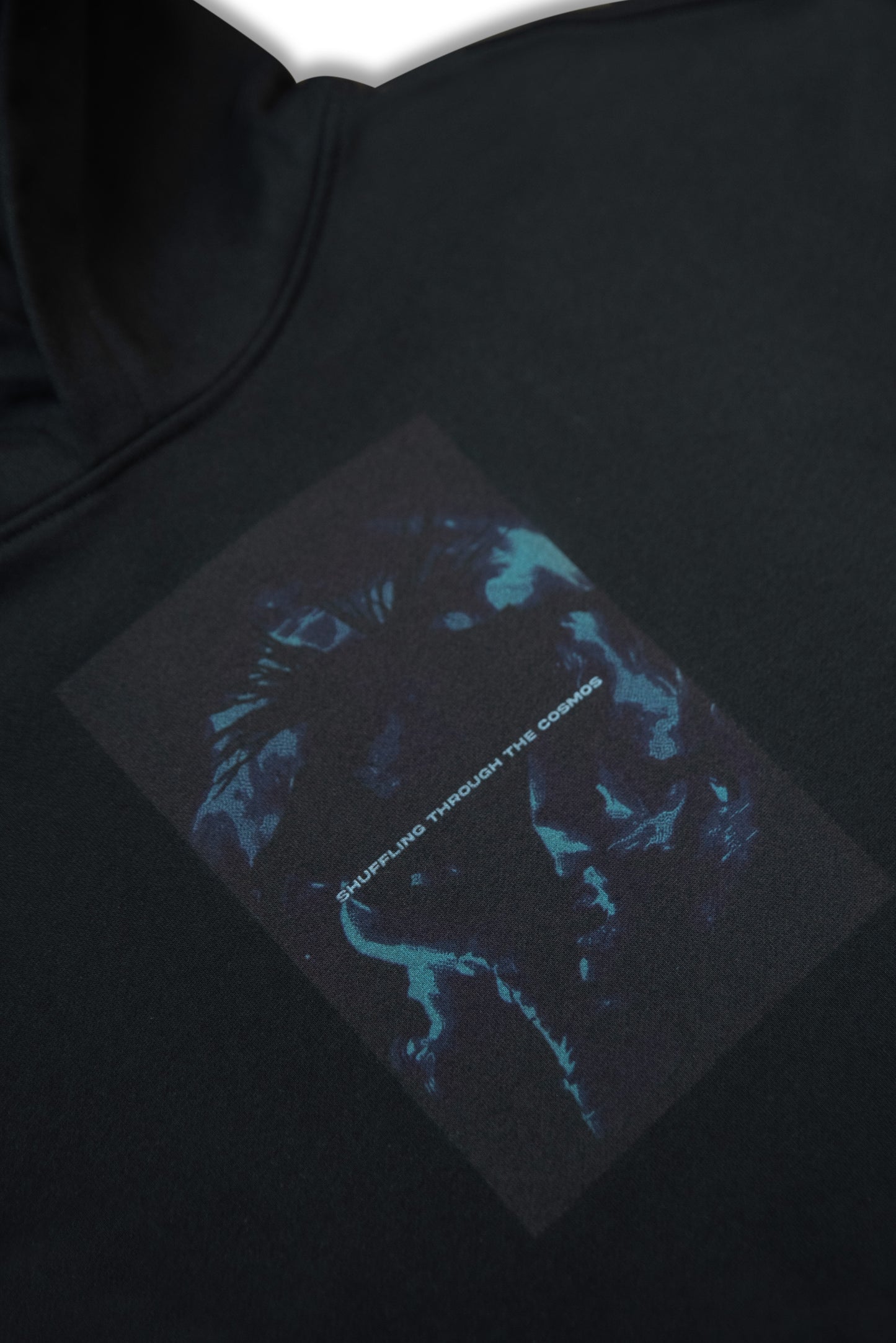 Premium Hoodie in Black Shuffling Through The Cosmos