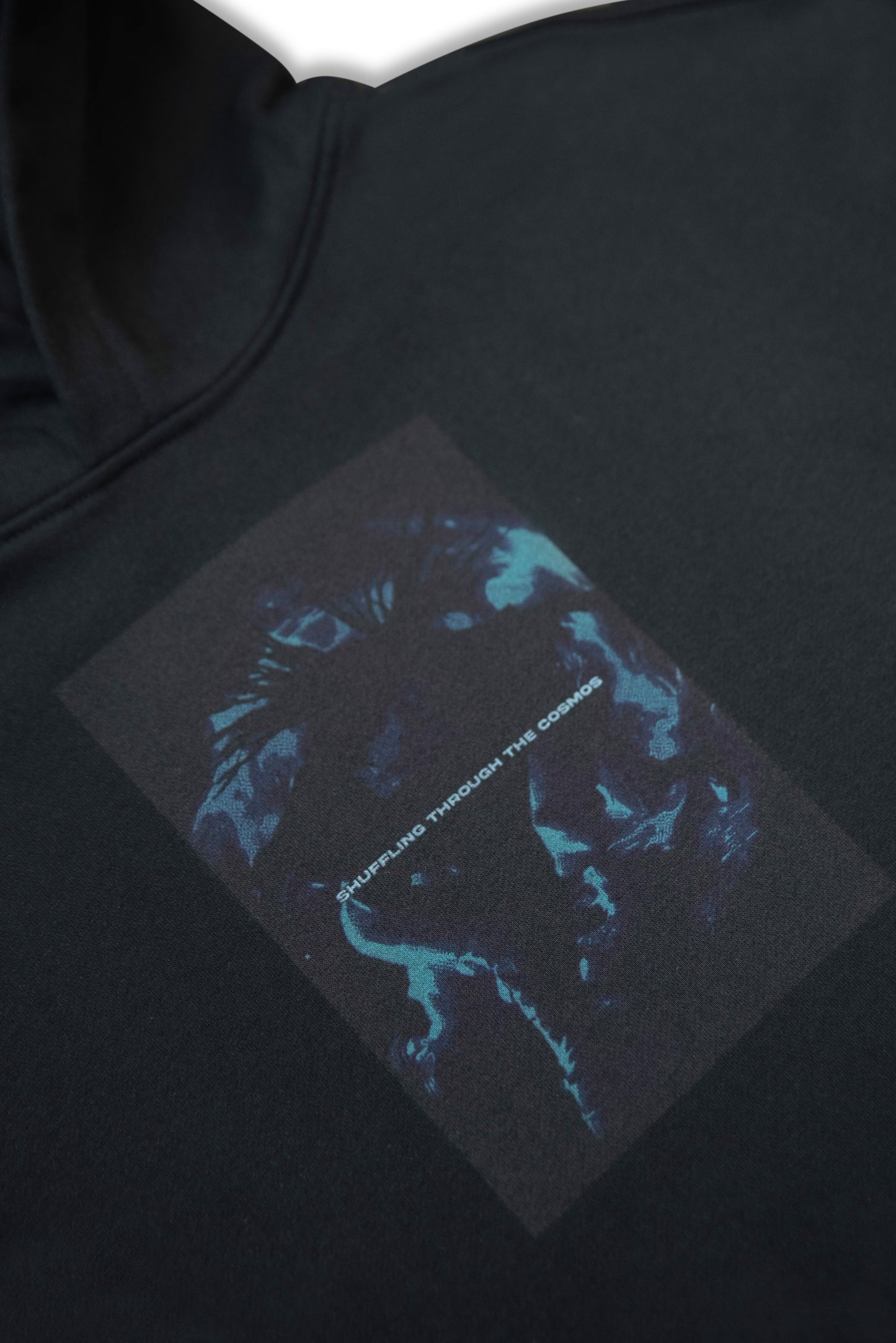 Premium Hoodie in Black Shuffling Through The Cosmos