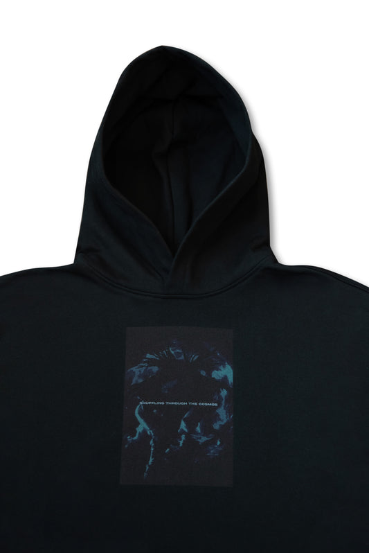 Premium Hoodie in Black Shuffling Through The Cosmos