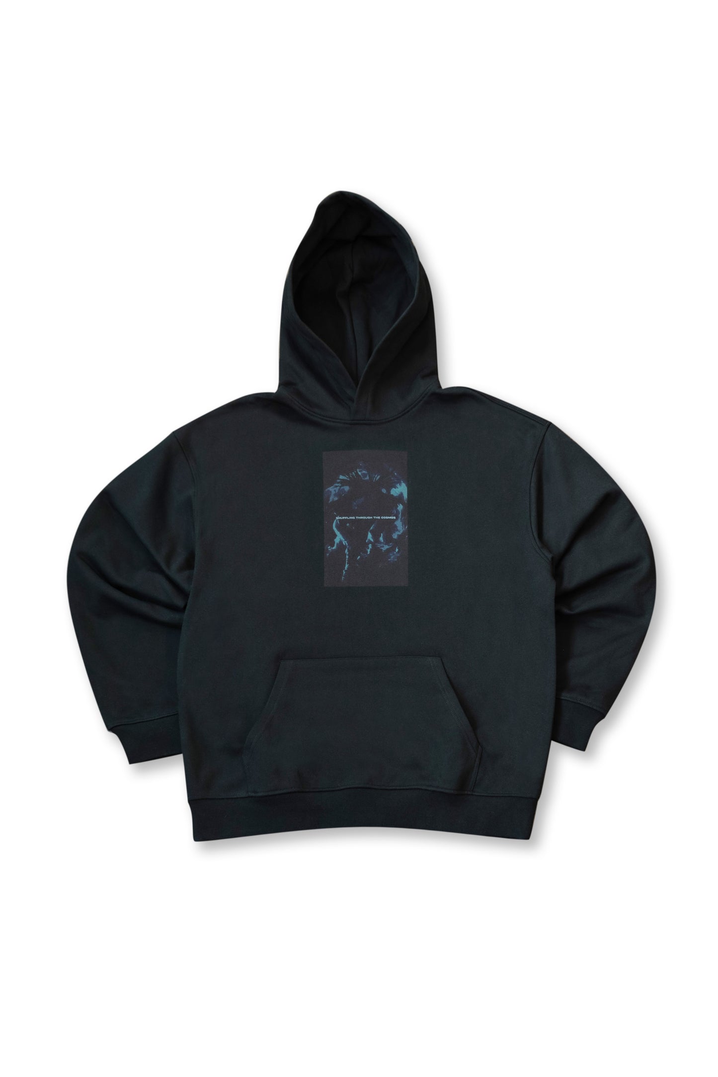 Premium Hoodie in Black Shuffling Through The Cosmos