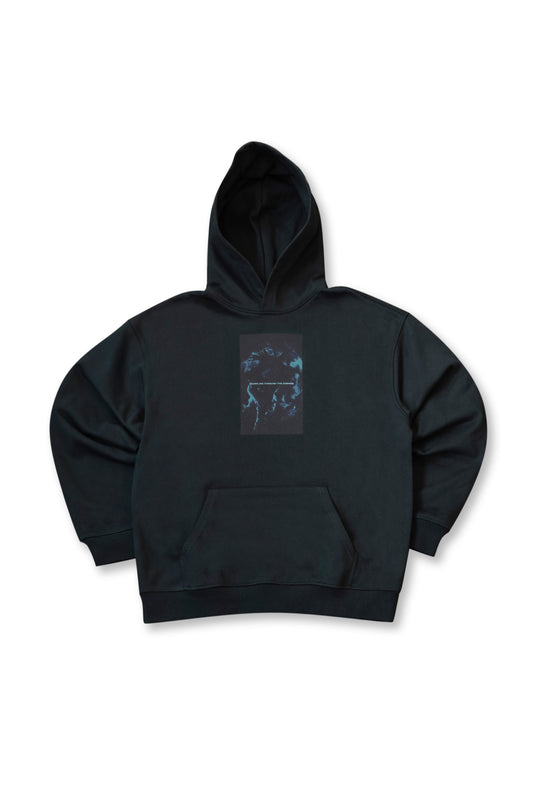 Premium Hoodie in Black Shuffling Through The Cosmos