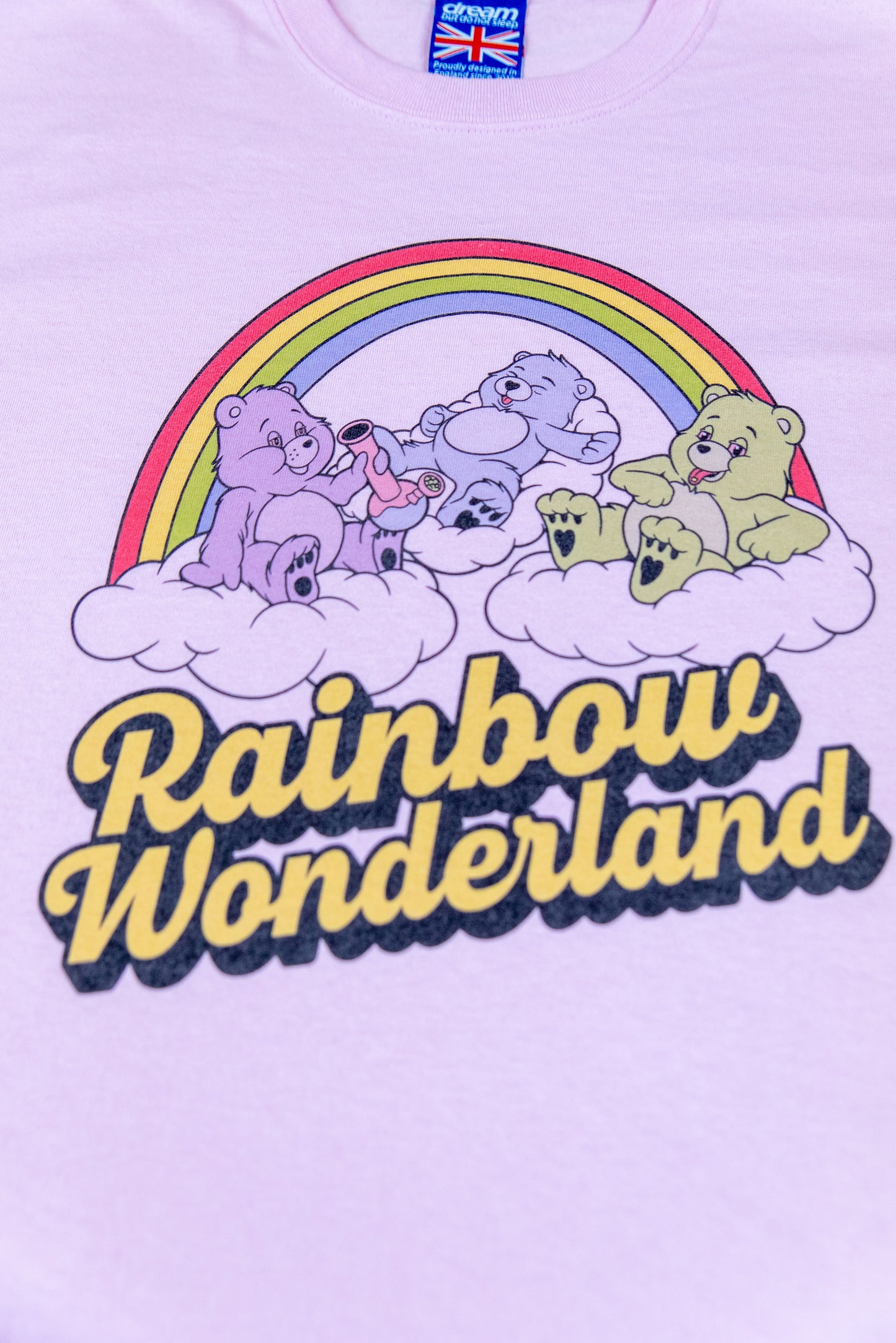 Short Sleeved T-Shirt in Light Pink with Rainbow Wonderland Print