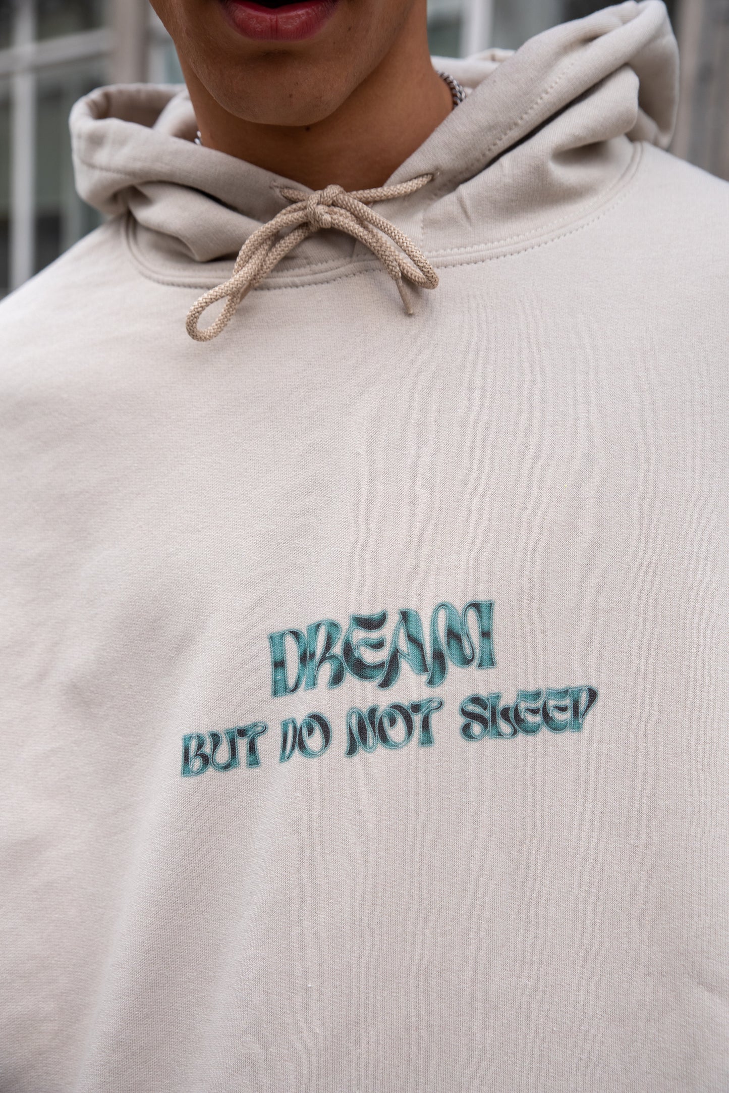 Hoodie in Sand with Cursive Logo Print