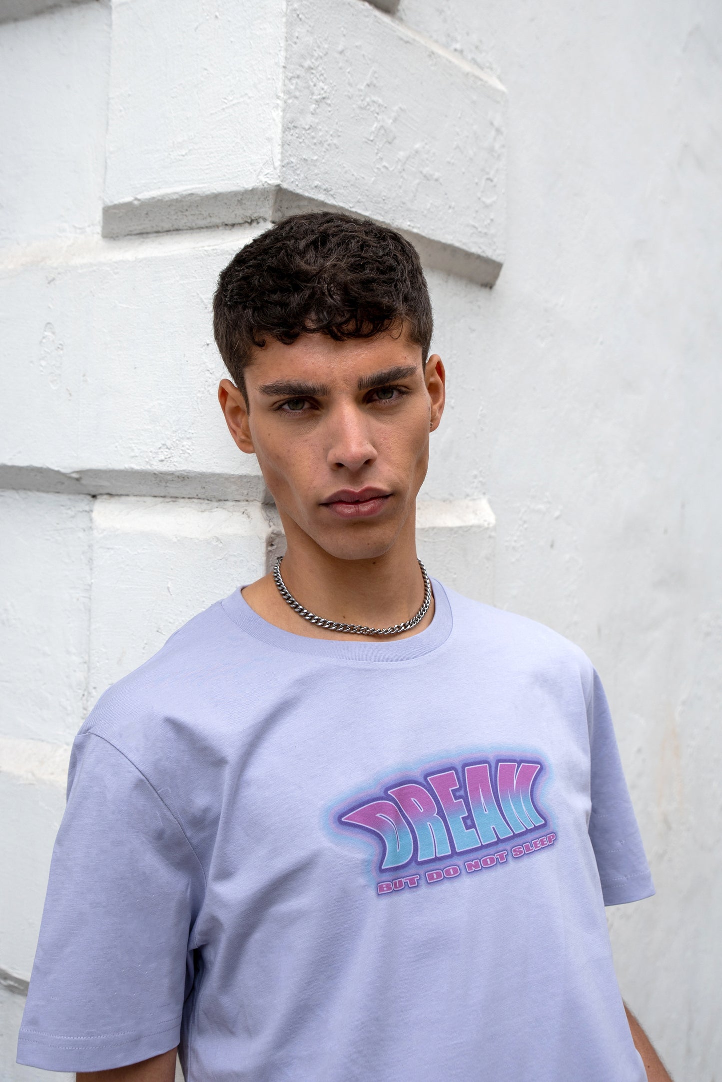 Short Sleeved T-shirt in Lilac With Neon Dream Print