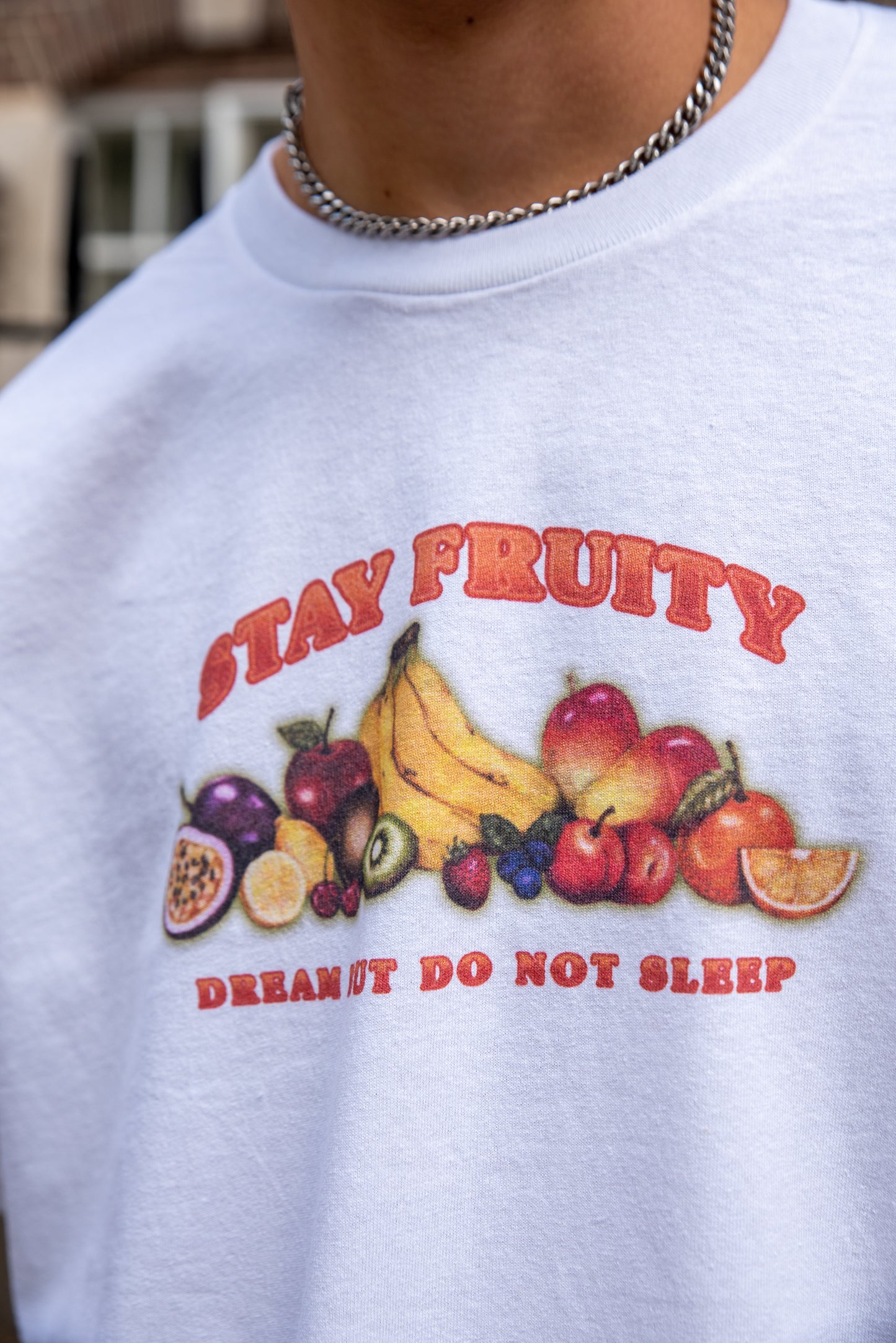 Short Sleeved T-shirt in White In Stay Fruity Print