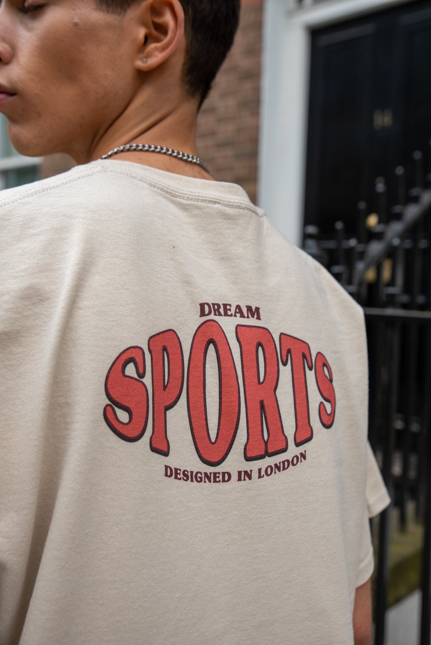Short Sleeved T-shirt in Natural With Dream Sports Chest Print