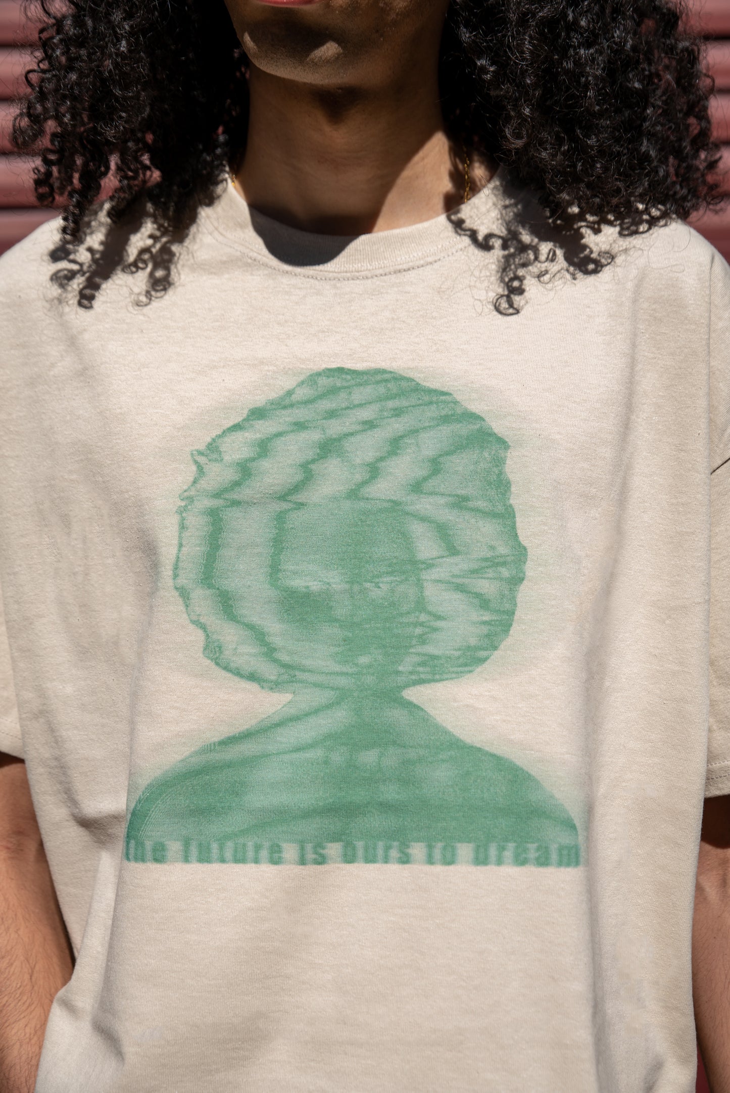 Short-Sleeved T-shirt in Sand with The Future Is Ours To Dream Print