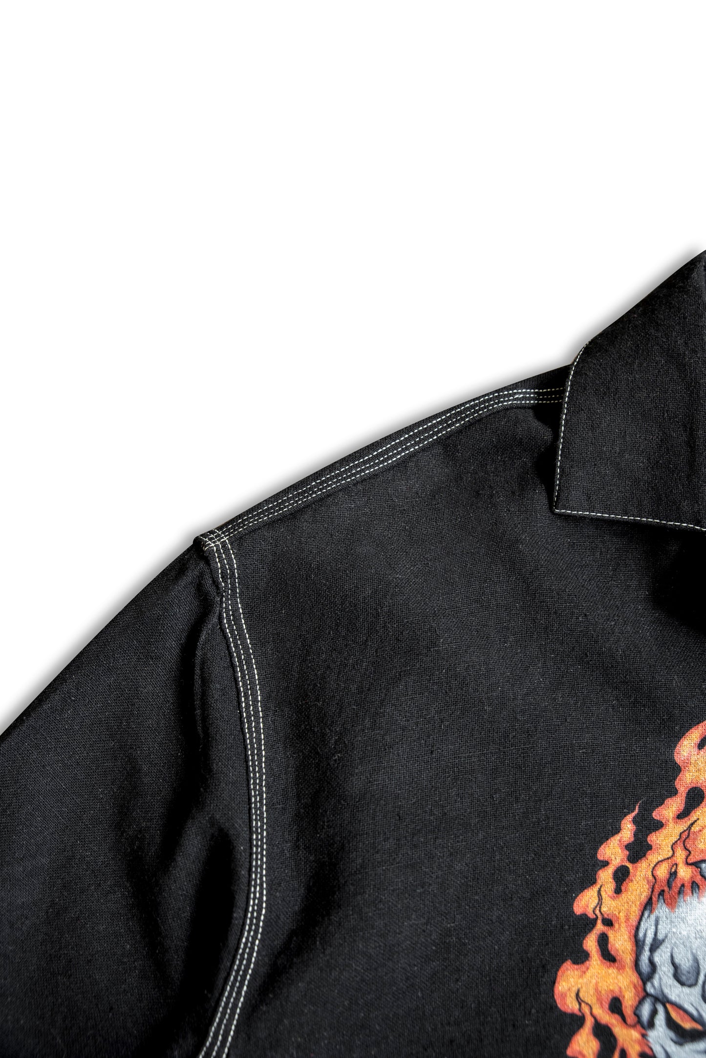Recycled Cotton Fire Skull Cuban Collar Shirt