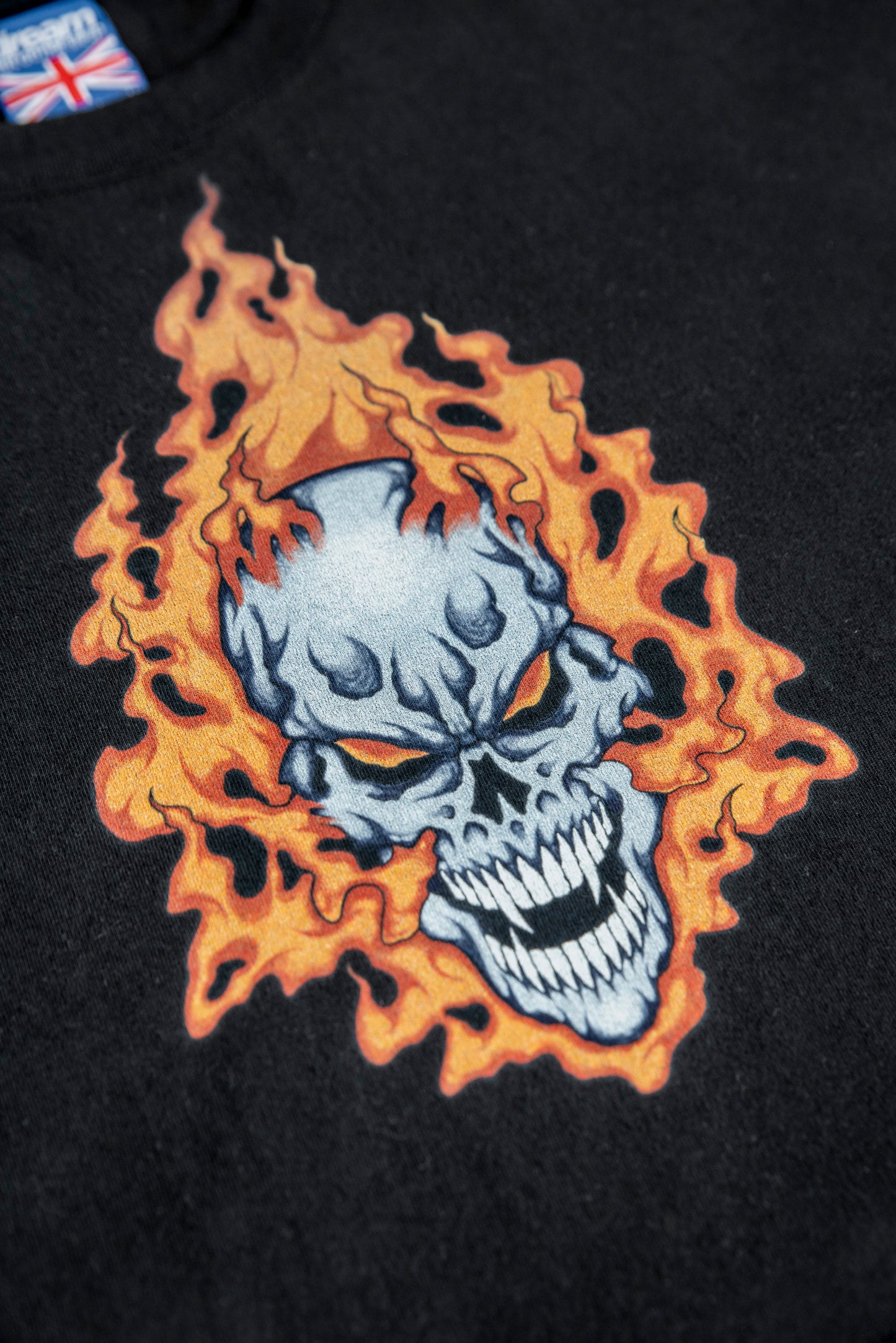 220gsm Heavyweight Black T-Shirt with Fire Skull Print