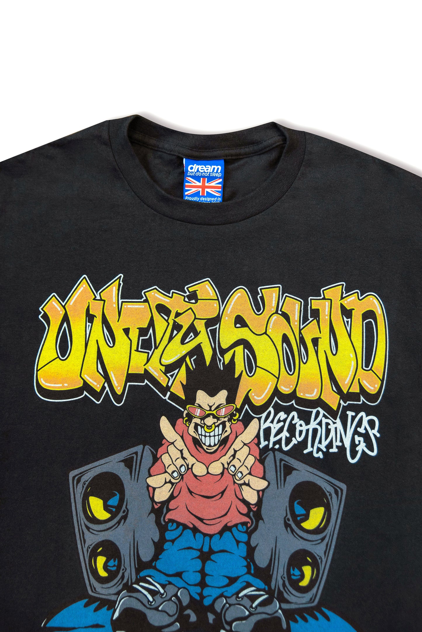 240gsm Black T-Shirt With Unity Sound Recordings Print