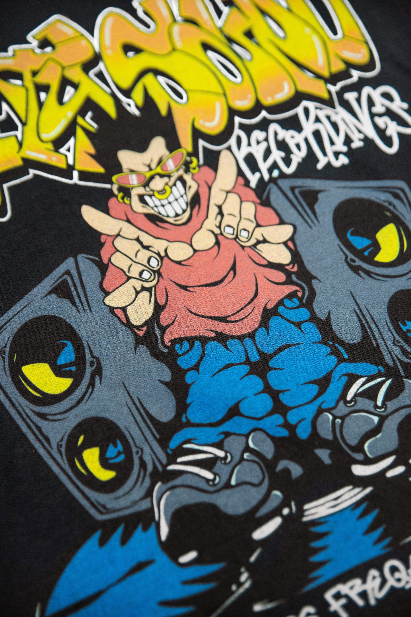 240gsm Black T-Shirt With Unity Sound Recordings Print