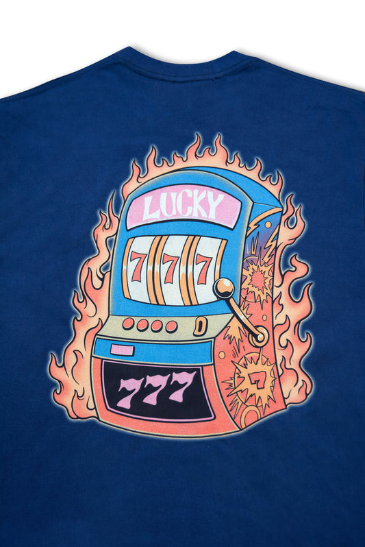 220gsm Heavyweight Navy T-Shirt - Lucky 7s Casino