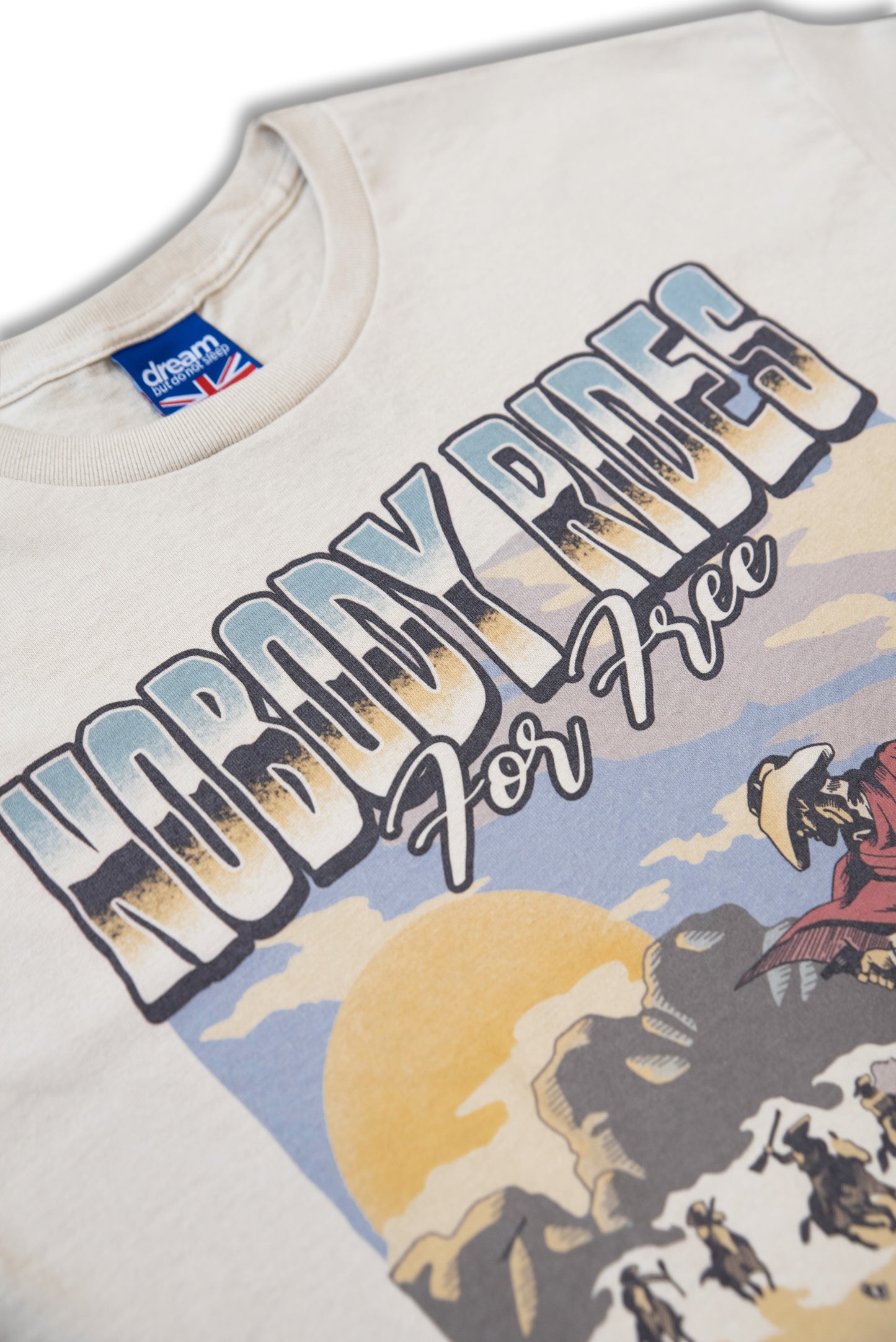 Short Sleeved T-Shirt in Sand with Cowboy Western Print