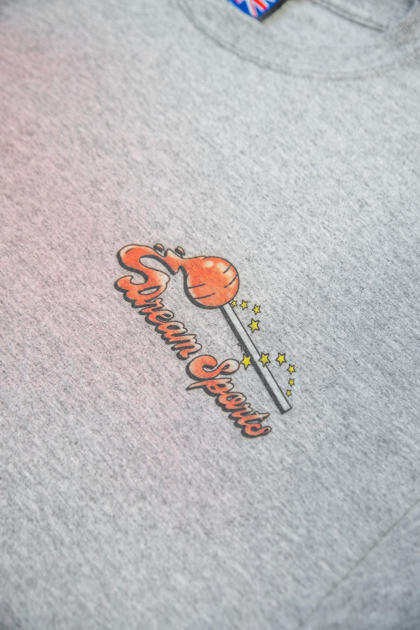 Short Sleeved T-Shirt in Heather Grey with Lollipop Print