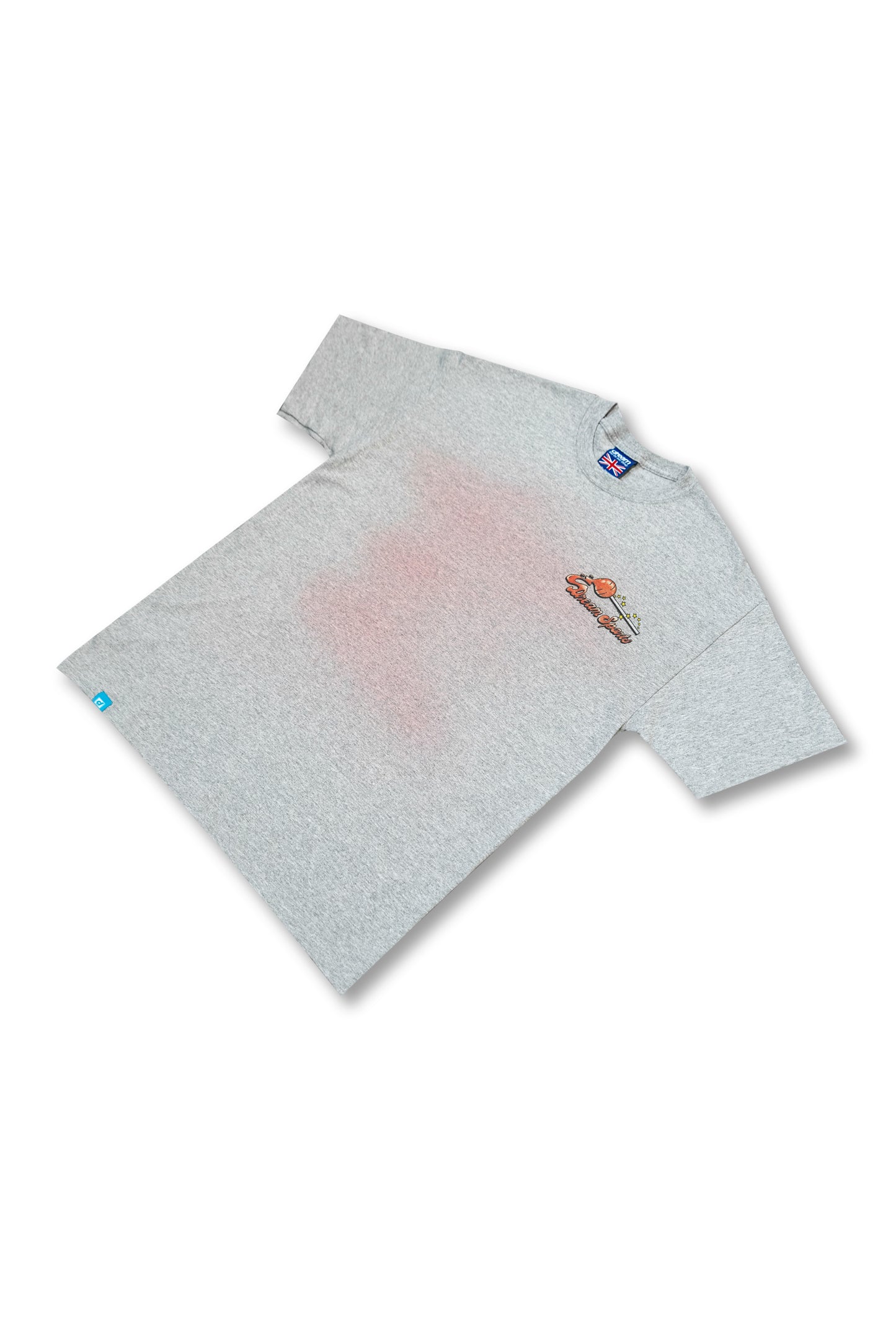 Short Sleeved T-Shirt in Heather Grey with Lollipop Print