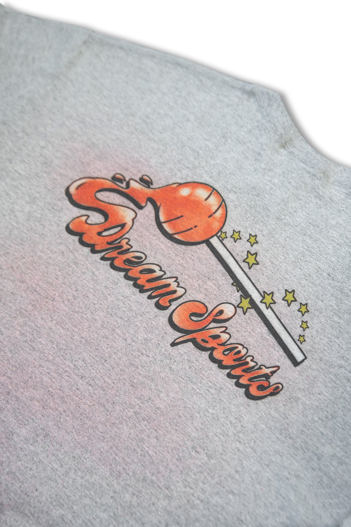 Short Sleeved T-Shirt in Heather Grey with Lollipop Print