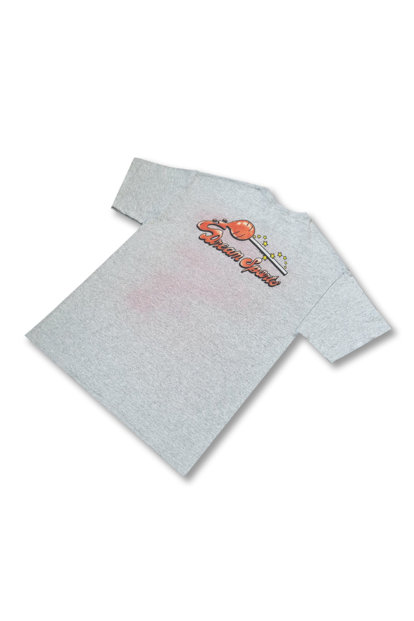 Short Sleeved T-Shirt in Heather Grey with Lollipop Print