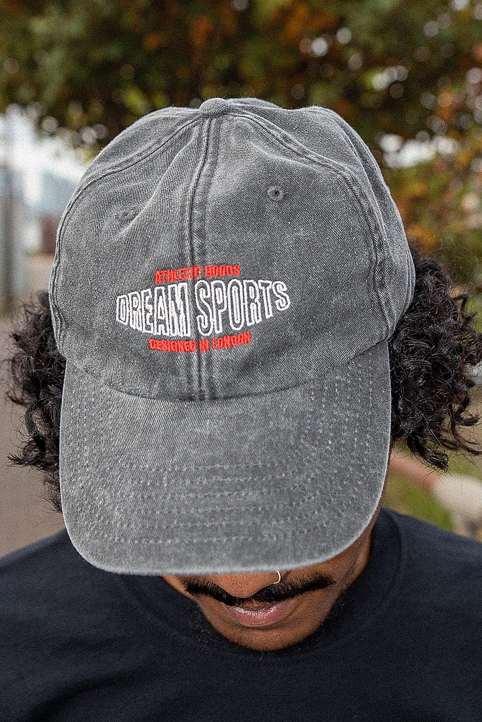 Cap In Vintage Black With Dream Sports Embroidery