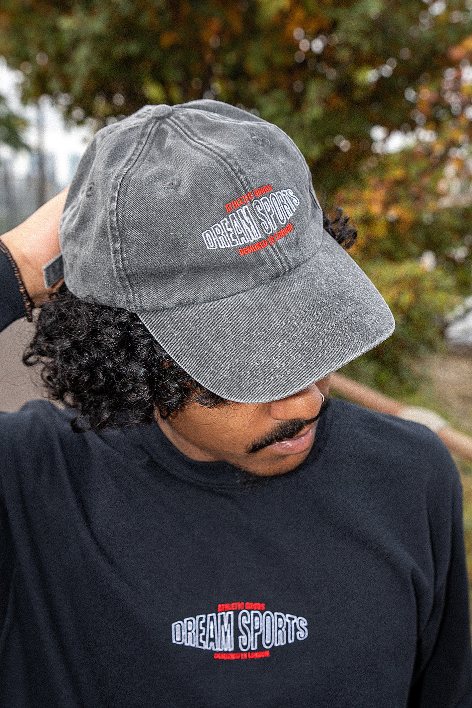 Cap In Vintage Black With Dream Sports Embroidery