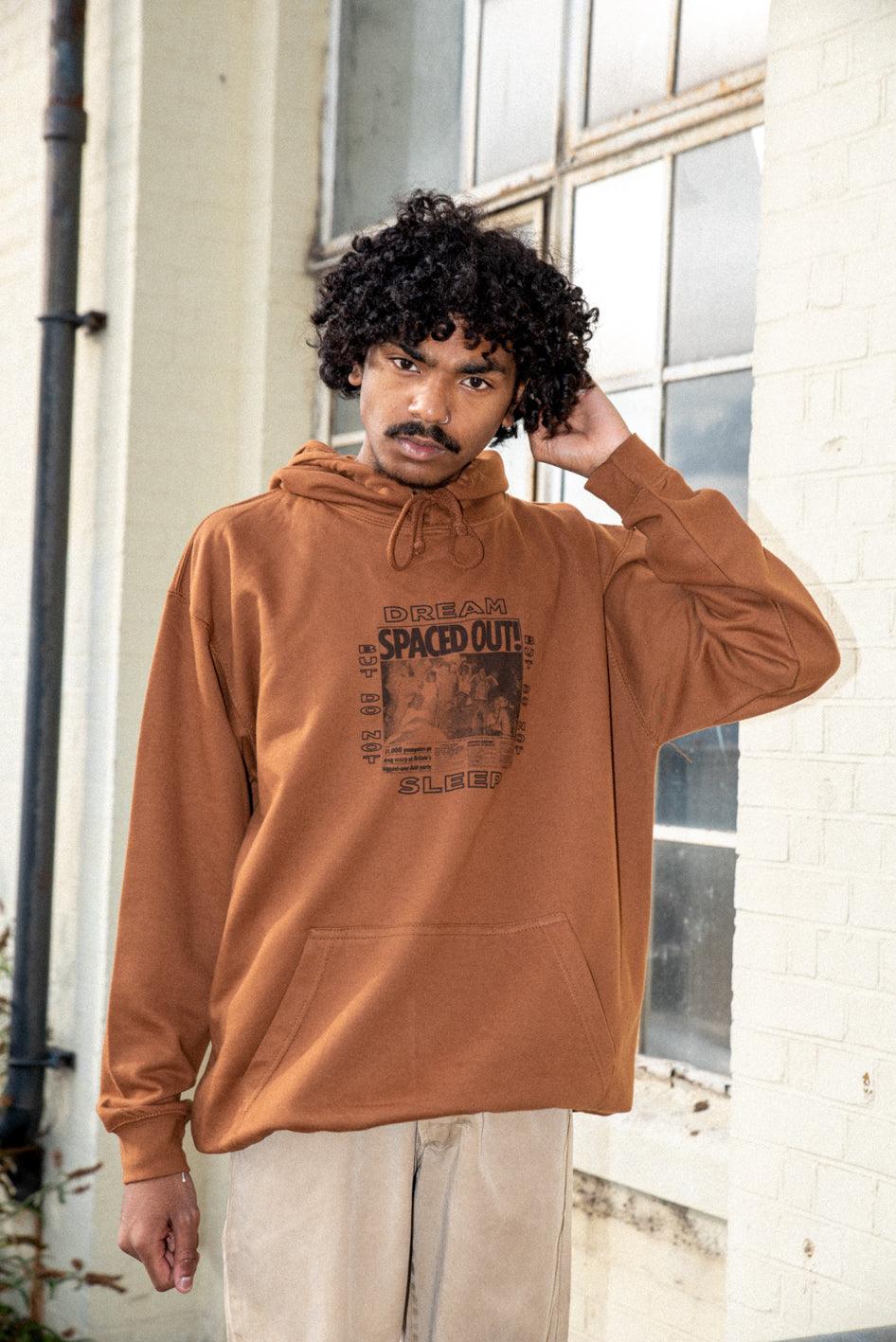Hoodie in Caramel Toffee With Spaced Out! Print - Dreambutdonotsleep