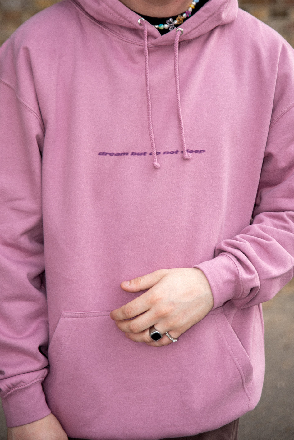 Hoodie in Dusty Purple With Minimal Logo Print