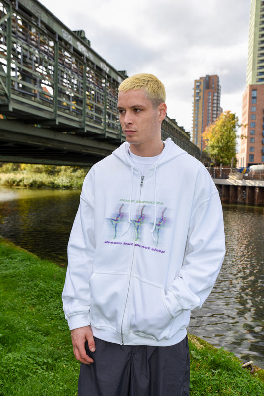 Zip Hoodie in White Pure Euphoria Print