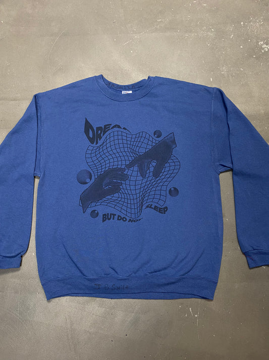 1 of 1 Reworked Vintage Sweatshirt in Royal Blue Nokia Hands Print