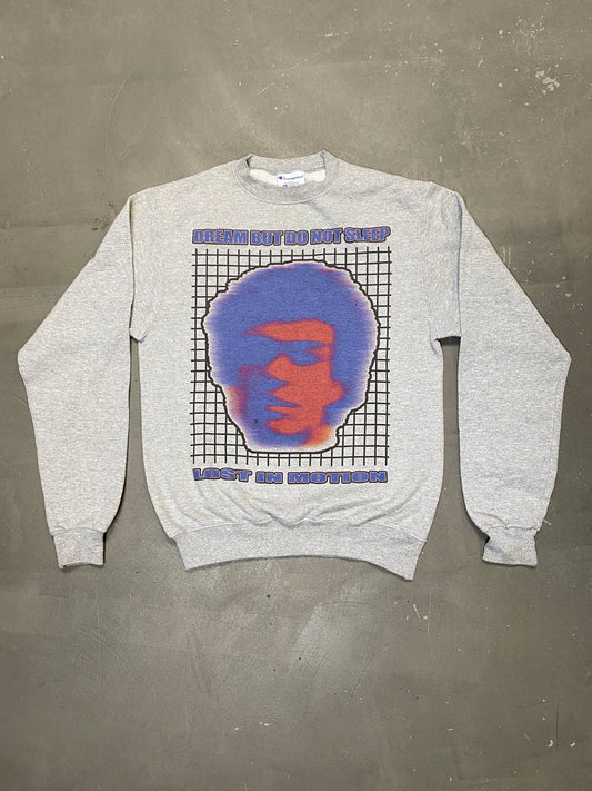 1 of 1 Reworked Vintage Champion Sweatshirt in Grey Lost In Motion Print