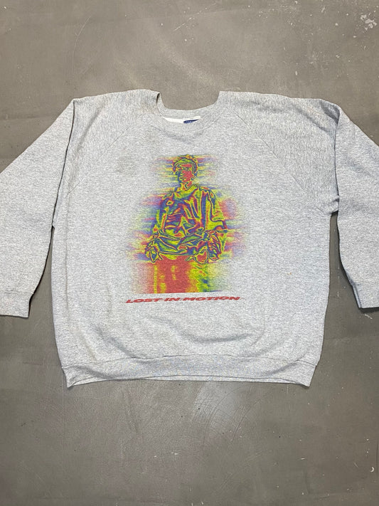 1 of 1 Reworked Vintage FOTL Sweatshirt in Grey Lost In Motion Print
