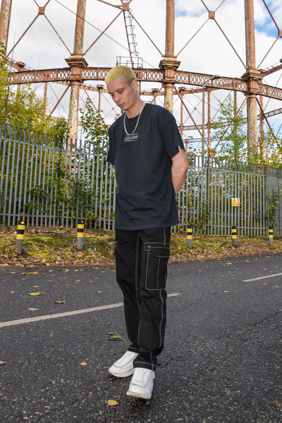T-Shirt in Black with DBDNS Futuristic Logo Embroidery