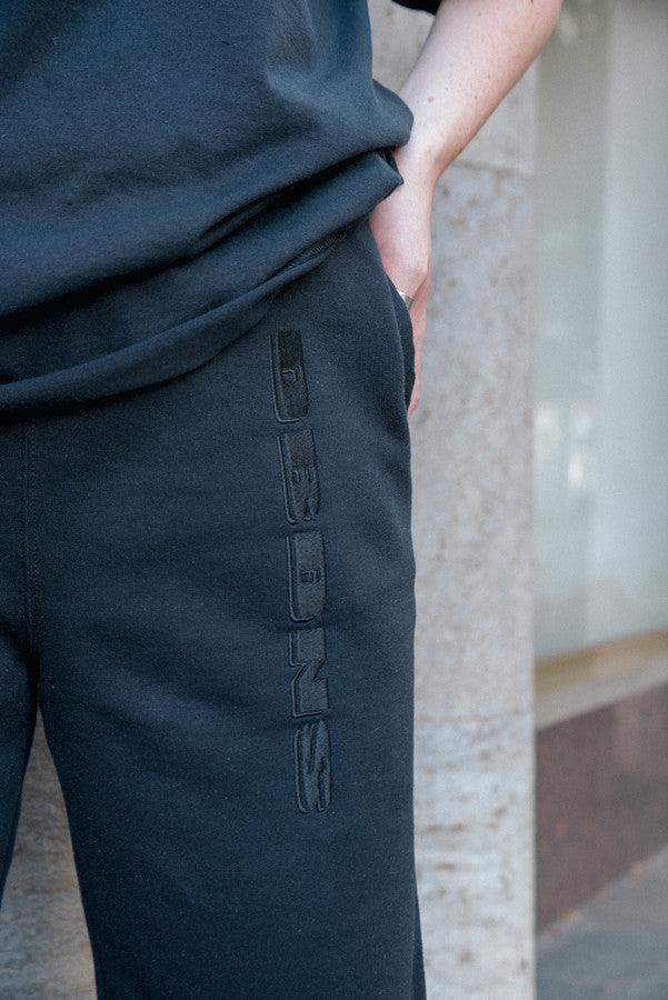 Joggers in Black with Embroidered Logo Design - Dreambutdonotsleep