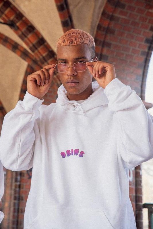 Hoodie in White with Grape Bubble Logo Print - Dreambutdonotsleep
