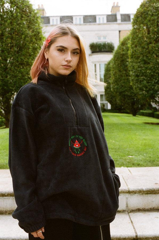 Fleece In Black Watermelon Disco Raver Embroidery - Dreambutdonotsleep