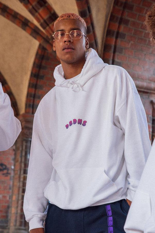 Hoodie in White with Grape Bubble Logo Print - Dreambutdonotsleep