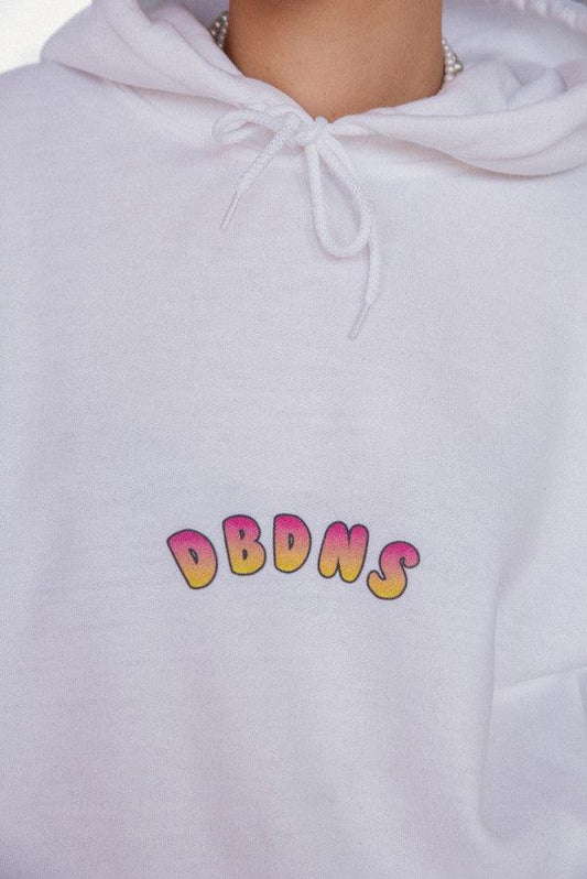 Hoodie in White with Watermelon Bubble Logo Print - Dreambutdonotsleep