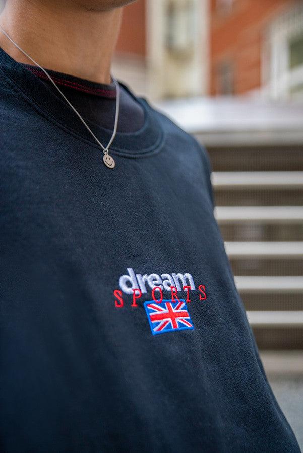 Black Sweatshirt With Dream Sports Embroidery - Dreambutdonotsleep