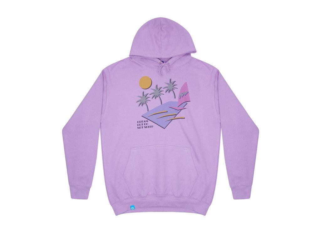 Hoodie In Lilac With 80s California Palm Print | Dreambutdonotsleep